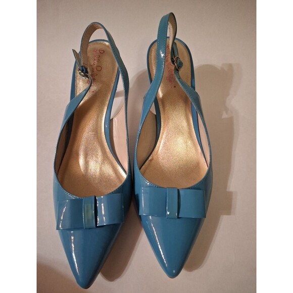 LILY PULITZER Women's Blue Kitten Pump Heel Sling Back Shoes Size 10 - Picture 1 of 11